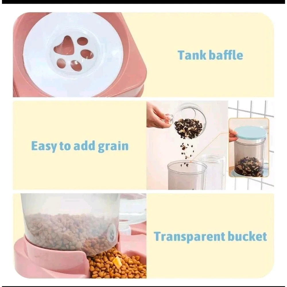 Gravity Automatic Cat Feeder and Water Dispenser 2-in-1 Pet Feeding Station Blue